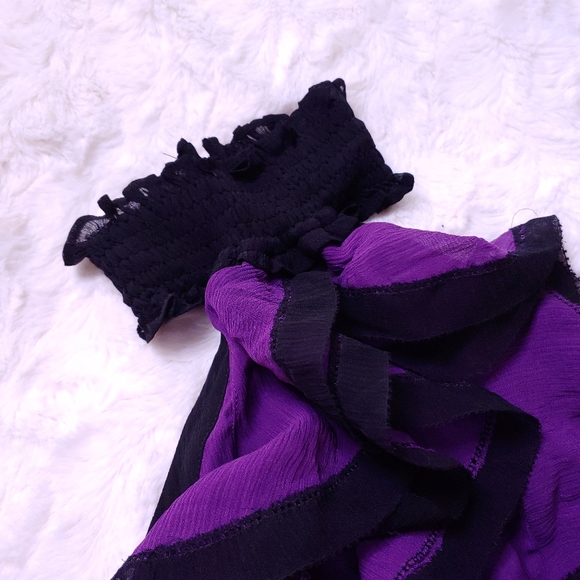 Bebe Purple Ruffled Silk High Neck Top - Picture 7 of 10